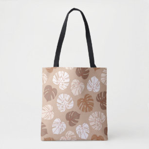 Bolsa Tote Beige monstera deixa um padrão sem descontinuidade
