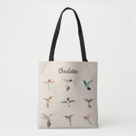Bolsa Tote Beige Personalizado Hummingbird Americano