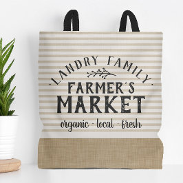 Bolsa Tote Beige Stripes - Mercado do agricultor personalizad
