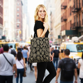 Bolsa Tote Beige venenoso fóssil trilobite padrão amonita