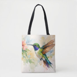 Bolsa Tote Beija-flor em Aquarela