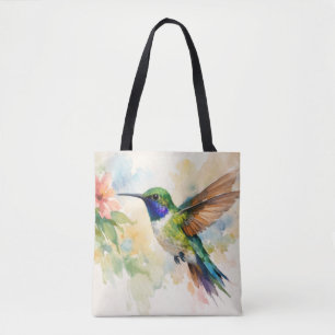 Bolsa Tote Beija-flor em Aquarela