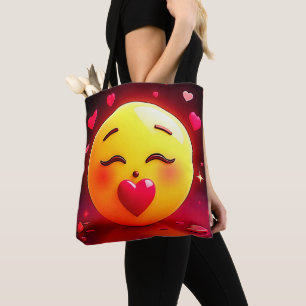Bolsa Tote Beijar Emoji Soprando Corações