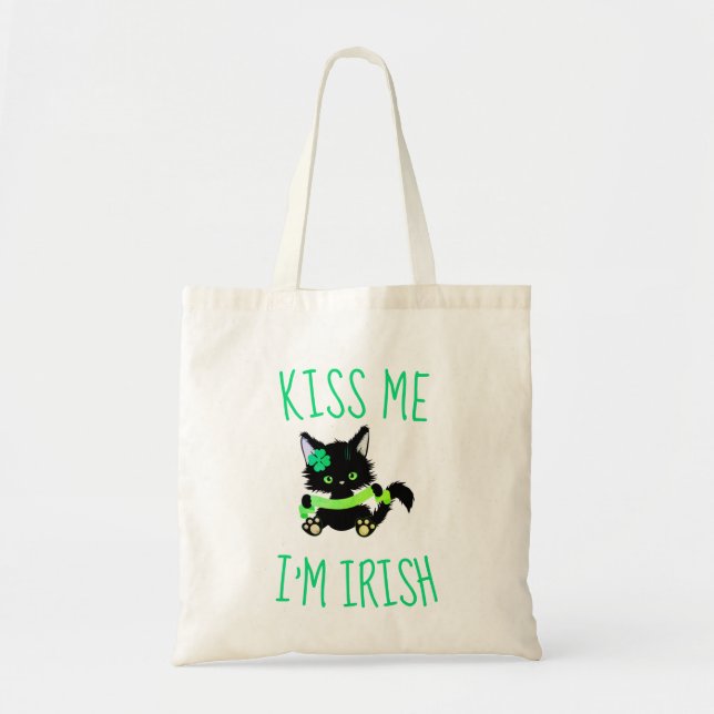 Bolsa Tote Beije-me Sou Irlandês Cat Lover (Frente)