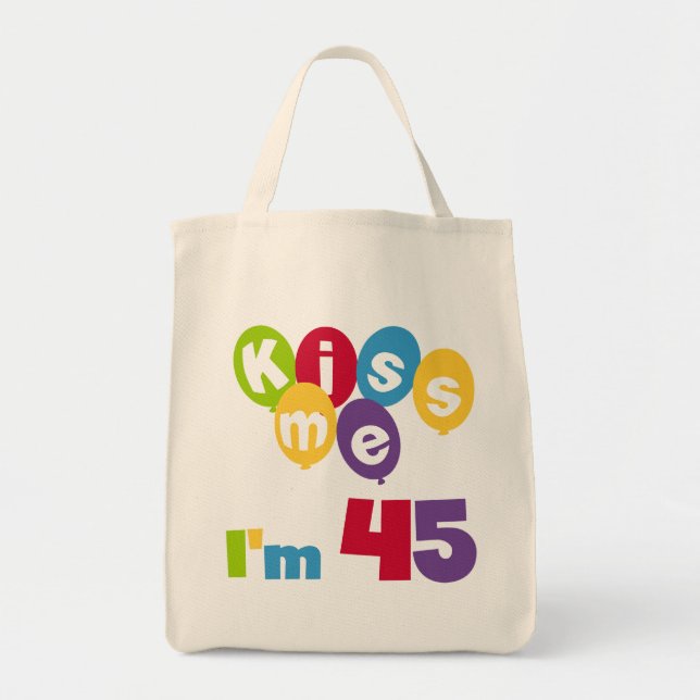 Bolsa Tote Beije-me, tenho 45 t-shirts e presentes (Frente)