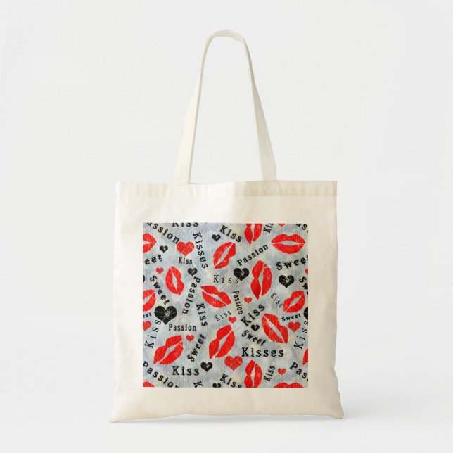 Bolsa Tote Beijo, lábios vermelhos. (Frente)