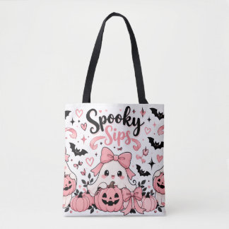 Bolsa Tote Beijos Assustadores Rosa Coquette Fantasmas de Hal