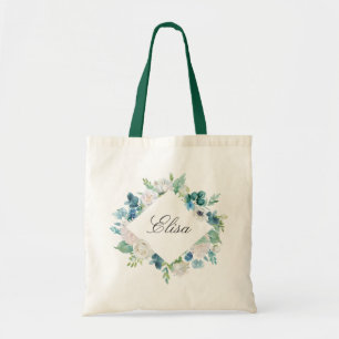 Bolsa Tote Beira floral branca azul feminino do verde