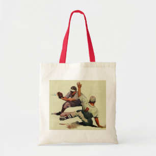 Bolsa Tote Beisebol Esportivo Clássico, Jogador Deslizando pa