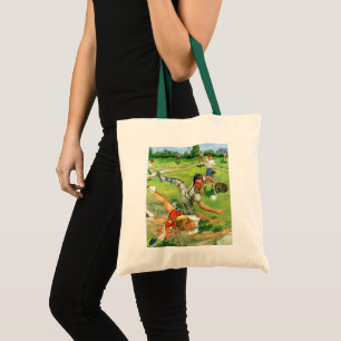 Bolsa Tote Beisebol Esportivo Vintage, Equipes de Crianças Jo