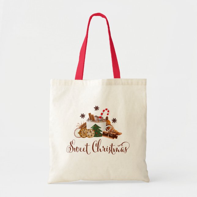 Bolsa Tote Bela Arte Frappuccino Cookie Cinnamon de Natal (Frente)