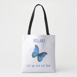 Bolsa Tote Bela Borboleta Azul Grande