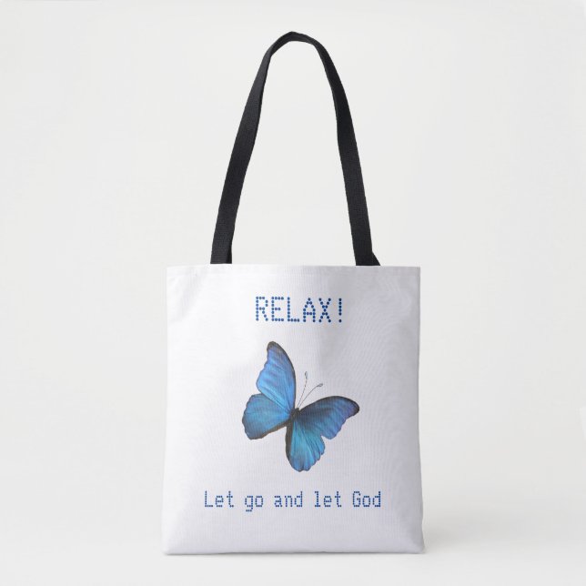 Bolsa Tote Bela Borboleta Azul Grande (Frente)