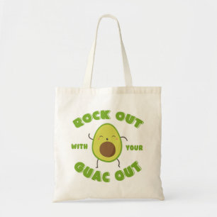 Bolsa Tote Bela caricatura Avocado "Rock Out With Your Guac O