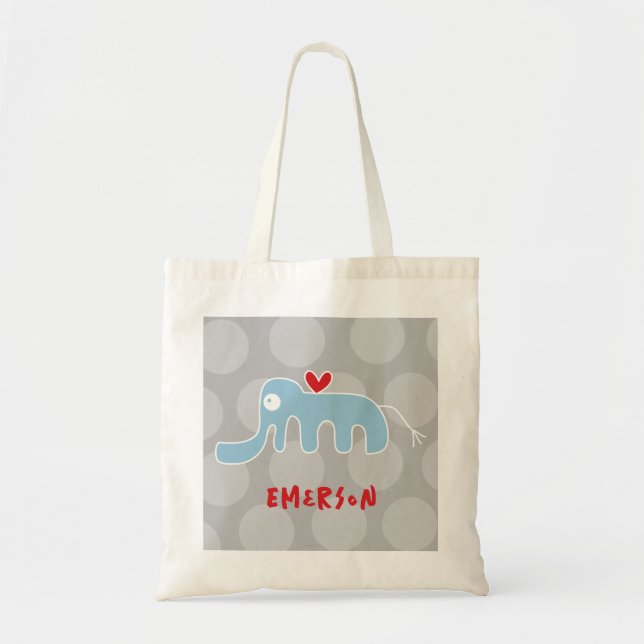 Bolsa Tote Bela Caricatura Elefante Azul Adora Pontos Diverti (Frente)