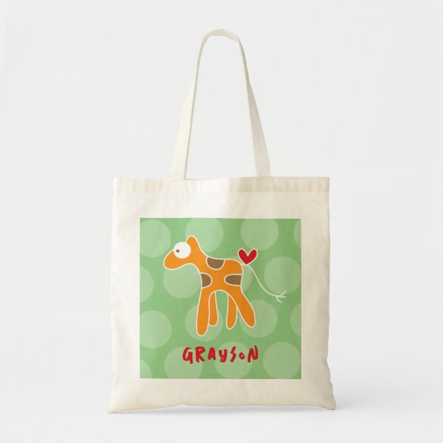 Bolsa Tote Bela Caricatura Laranja Girafa Adora Pontos Divert (Frente)