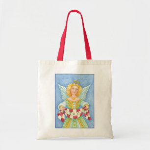 Bolsa Tote Bela Cartoon de Natal Angel Halo com Joy Banner