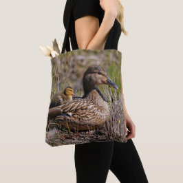 Bolsa Tote Bela Chillin' Mallard Mãe Pato e Pato Bebê