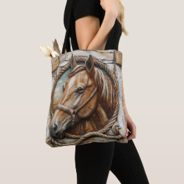Bolsa Tote Bela Corda Corda Madeira Carrando