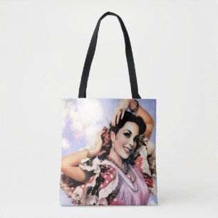 Bolsa Tote Bela Dançarina Espanhola de Flamenco em Bolinhas V