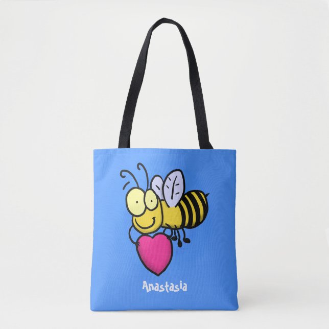 Bolsa Tote Bela engraçada bonita com ilustração cardíaca (Frente)