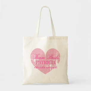Bolsa Tote Bela equipe de coração cor-de-rosa noiva dama-da
