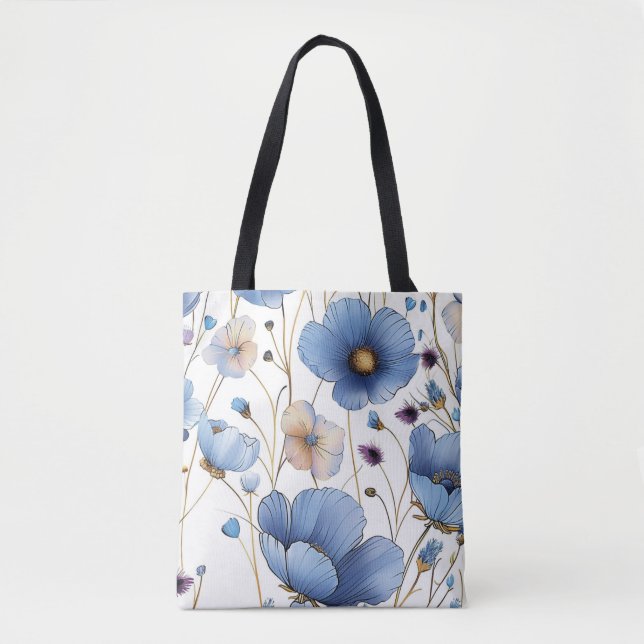 Bolsa Tote Bela flor azul-clara (Frente)
