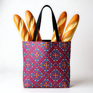 Bolsa Tote 🤩 Bela Marrom e Turquesa Azulejos,