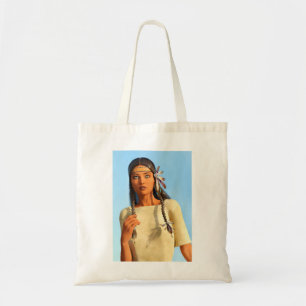 Bolsa Tote Bela Mulher Indígena Americana Vestido Indígena