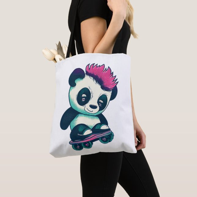 Bolsa Tote Bela Panda Bela com Mohawk | Skater Panda (Close Up)