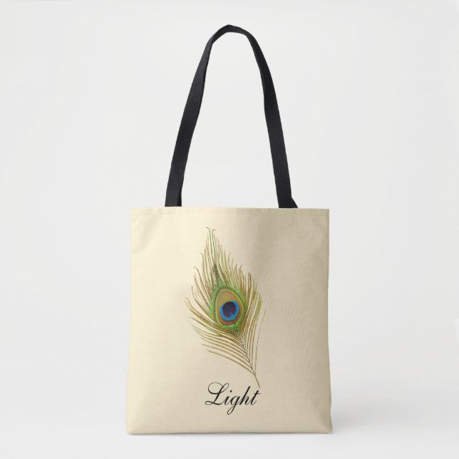 Bolsa Tote Bela pena de pavão & caligrafia (Frente)