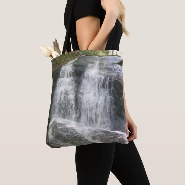 Bolsa Tote Bela Pintura a Óleo da Cachoeira  (Close Up)