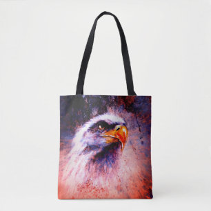 Bolsa Tote bela pintura de águia num fundo de abstrato