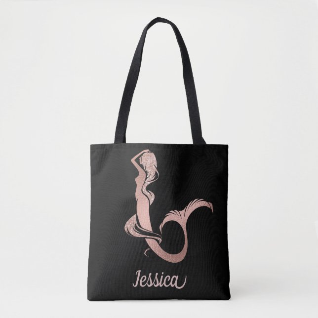 Bolsa Tote Bela Rosa Dourado Personalizado (Frente)
