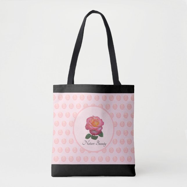Bolsa Tote Bela Rosa Rosa & Pontos Polka (Frente)