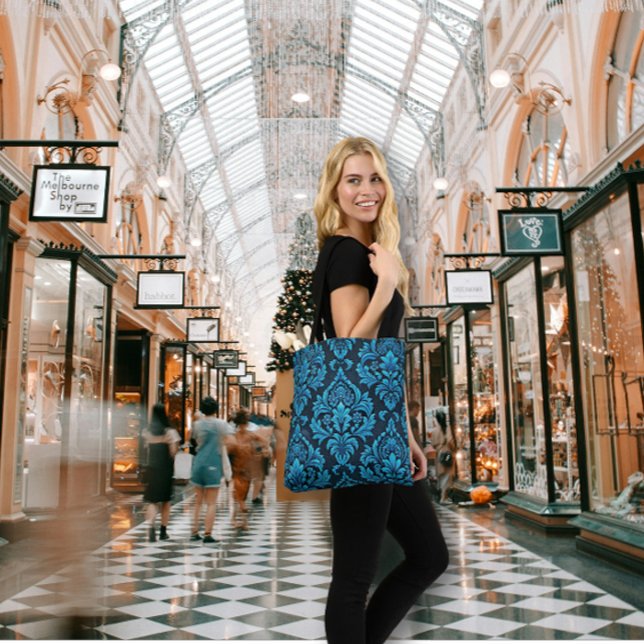 Bolsa Tote Bela Turquesa Floral Brocade (Criador carregado)