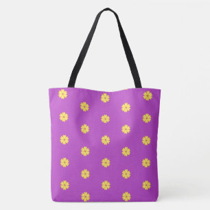 Bolsa Tote Belas Flores Amarelas em Violeta