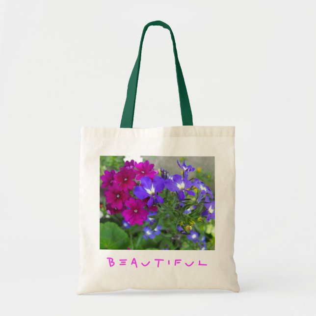 Bolsa Tote belas flores coloridas (Frente)