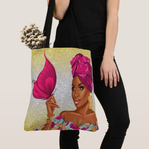 Bolsa Tote Beleza Afro-Americana Espiritual - Veja por trás..