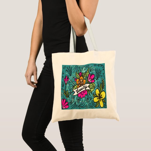Bolsa Tote Beleza do travesseiro decorativo com flores (Frente (produto))
