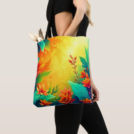 Bolsa Tote Beleza Floral Abstrato vibrante