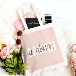 Bolsa Tote Beleza Rosa Moderna Pastel Personalizada Seu Nome<br><div class="desc">Beleza Rosa Moderna Pastel Personalizada Seu Nome</div>