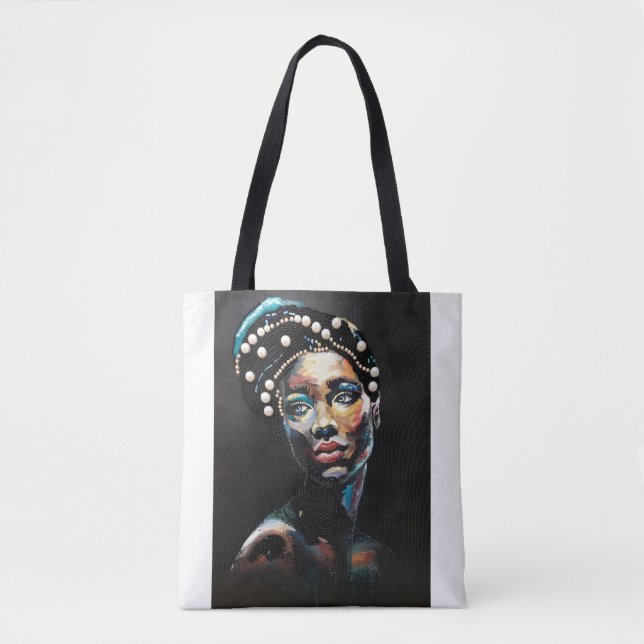 Bolsa Tote Beleza Texturizada: Um Retrato Com Abstrato (Frente)
