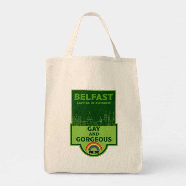 Bolsa Tote Belfast Orgulho gay - Brighton Ireland LGBT - (Frente)