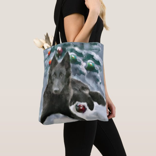 Bolsa Tote Belga - Sheepdog Natal (Close Up)