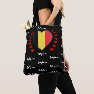 Bolsa Tote Bélgica Flag & Heart, Belga Flag fashion /sport