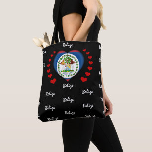 Bolsa Tote Belize Flag e Heart Belize Flag/sport