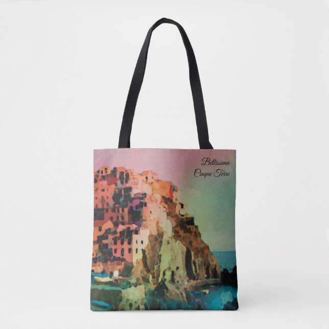 Bolsa Tote ** Bellissima Itália Língua Italiana Cinque Terra (Frente)