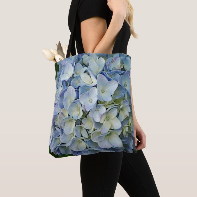 Bolsa Tote Belo Blue Hydrangea Flowers Foto (Close Up)