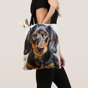 BOLSA TOTE BELO CACHSHUND PRETO E TAN